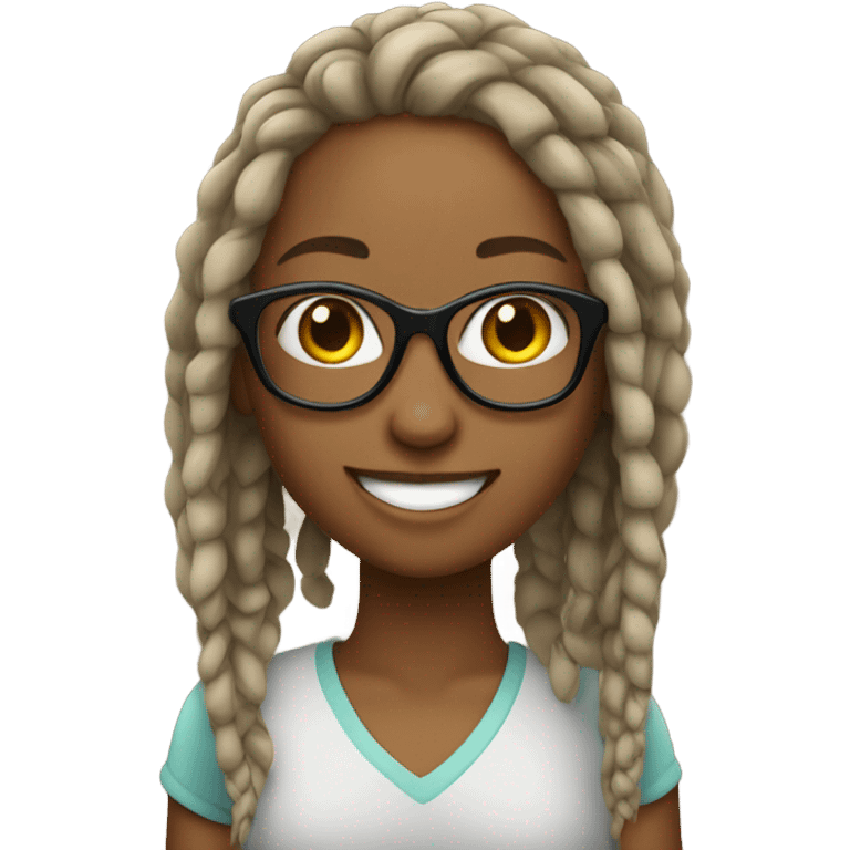 smiling girl with glasses with locs emoji