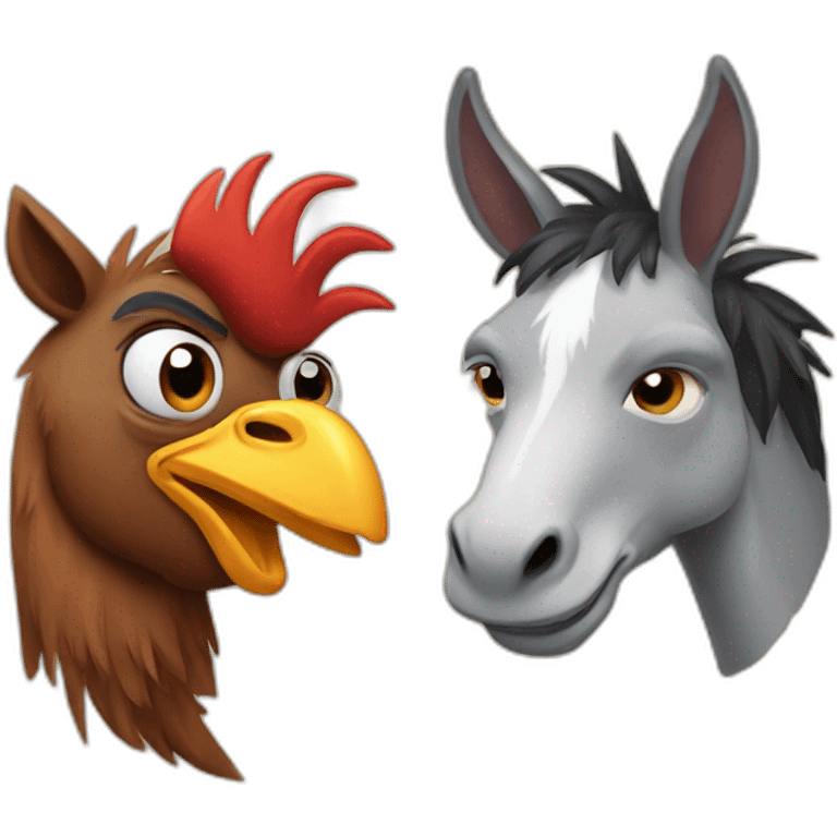 Rooster and donkey  emoji