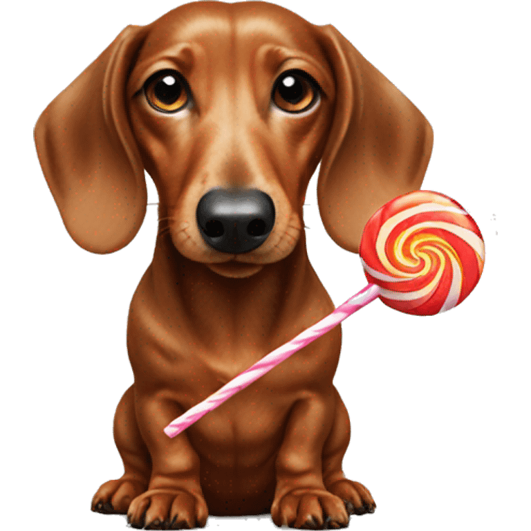 dachshund wearing sock and eating a lollipop  emoji