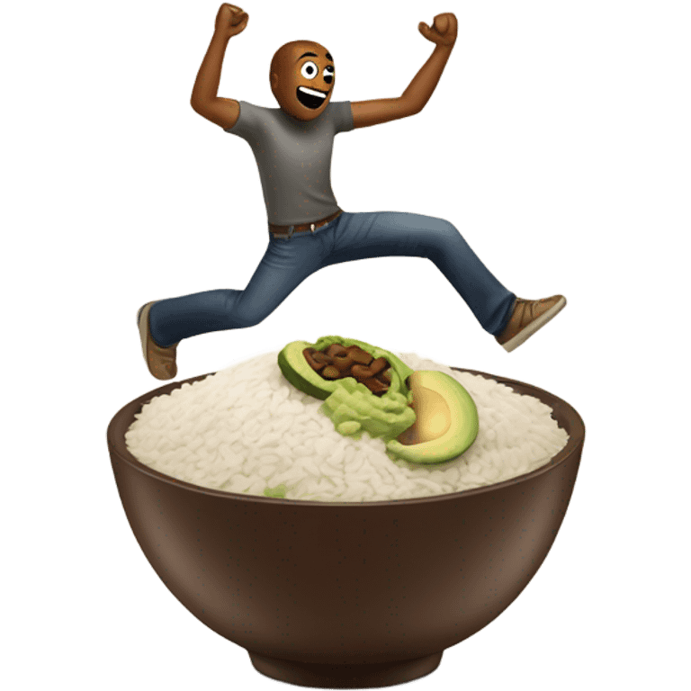 Man dancing on a chipotle bowl with guac  emoji