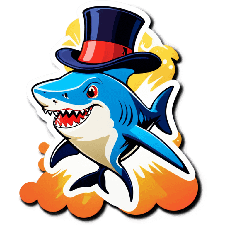 Shark with a top hat emoji