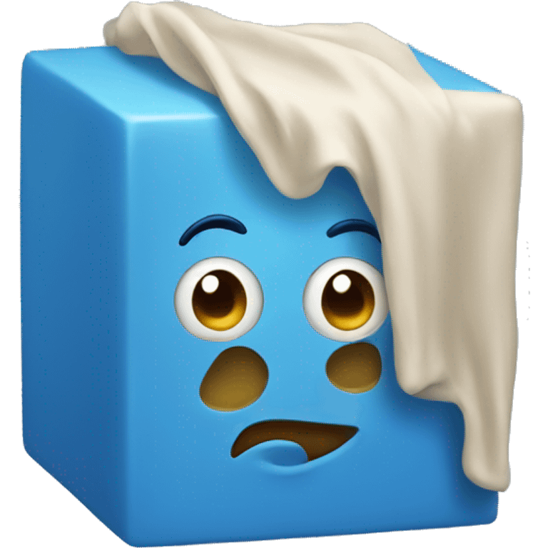 A blue cube with face emoji