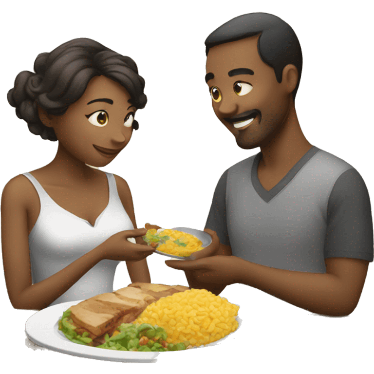 Wife gives husband food emoji