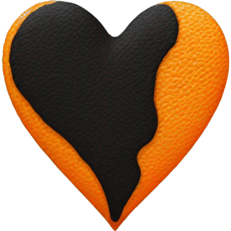 Half black and half orange heart emoji