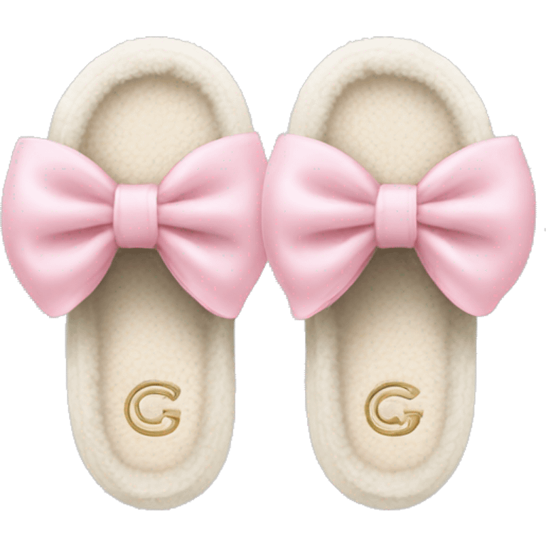 White Ugg slippers light pink bows  emoji