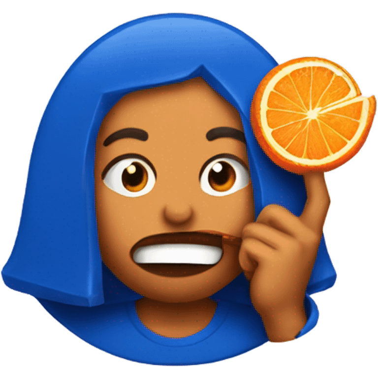 A person eats a orange candy and turn into the New York Knicks logo  emoji