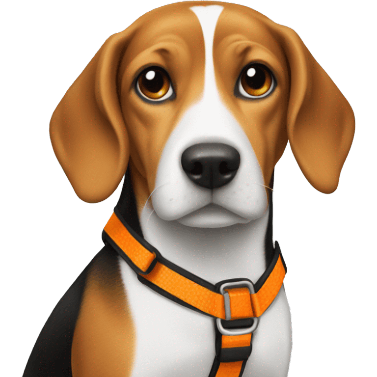 Beagle with an orange harness emoji