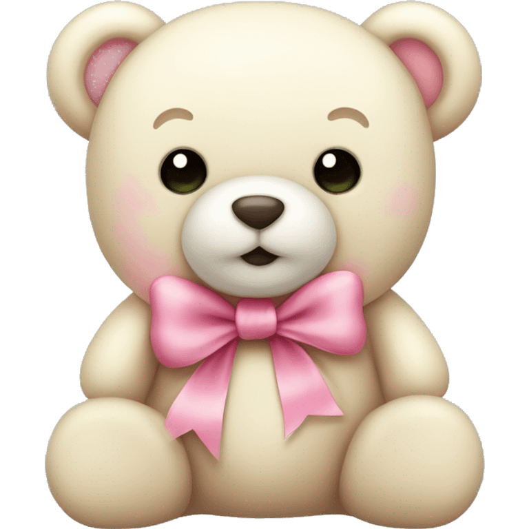 cute cream colored teddy bear with a pink bow emoji