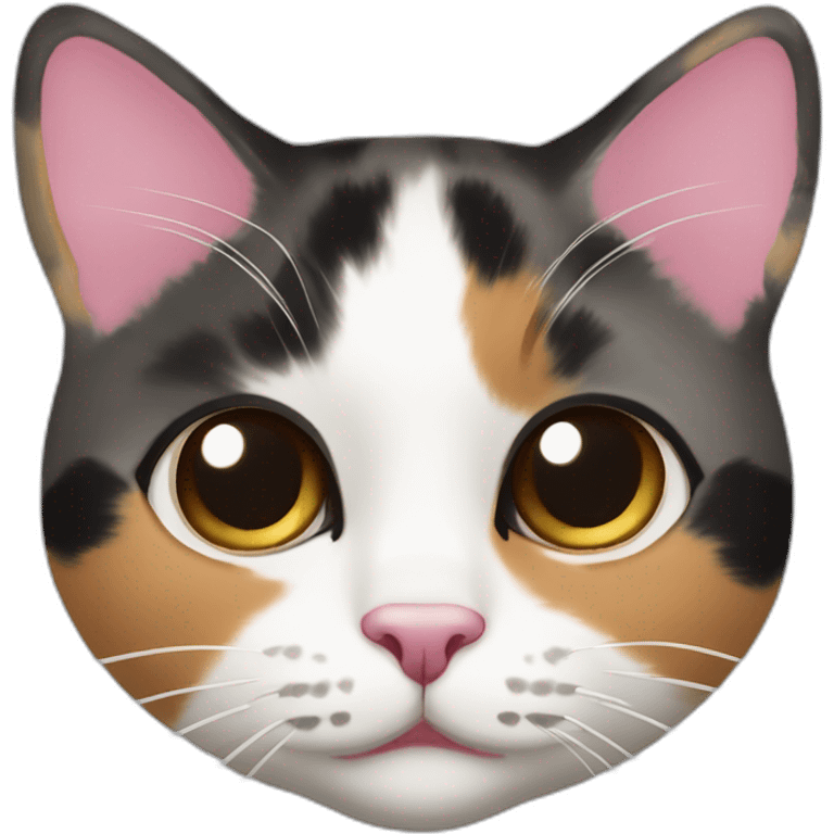 calico cat face with a pink nose and a white chin emoji