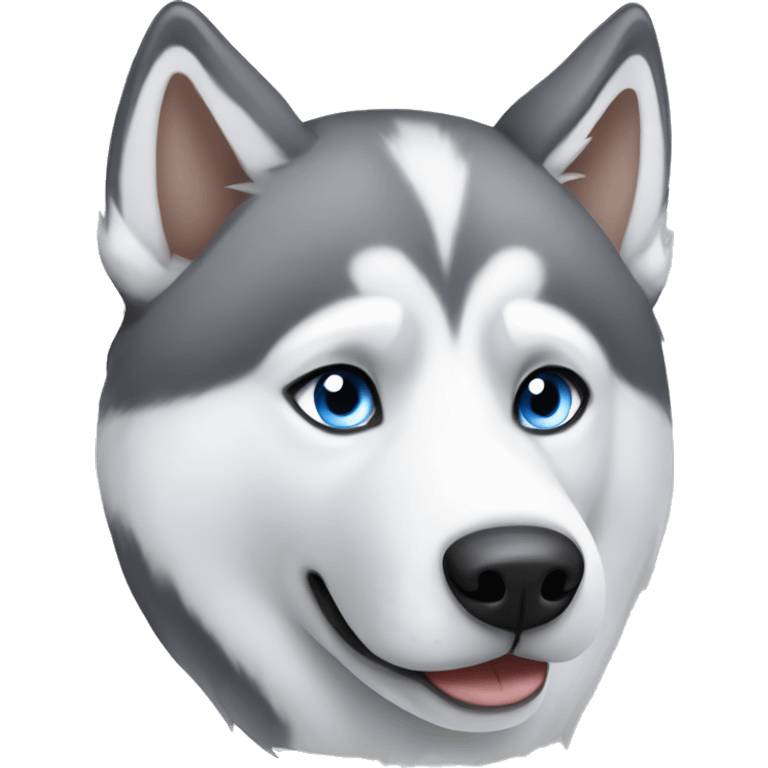 Gray and white husky with one blue eye and one brown eye emoji