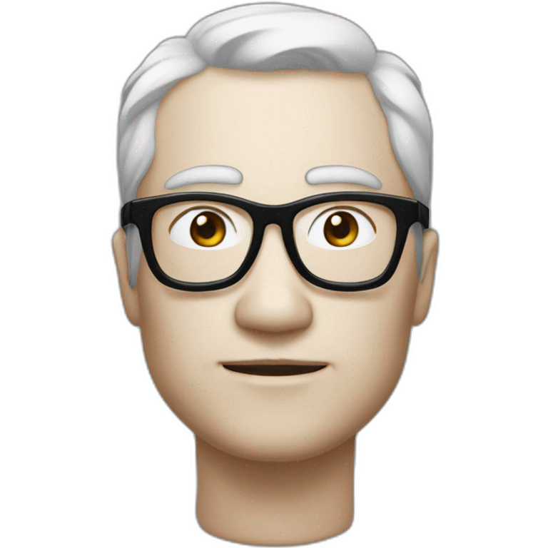 Homme avec des lunettes, peau très blanche, imberbe et les cheveux noirs emoji