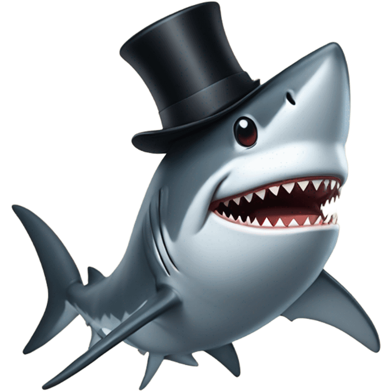 Shark with a top hat emoji