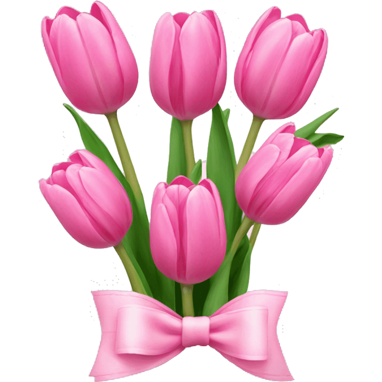 Pink tulips with a bow emoji