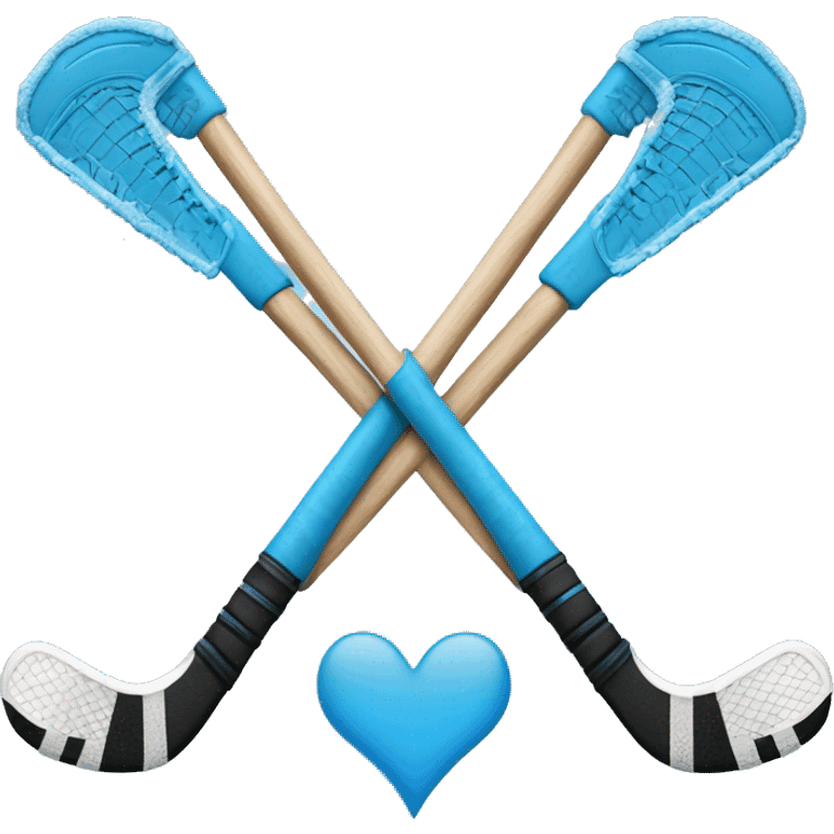 blue heart with crossed ice hockey sticks emoji