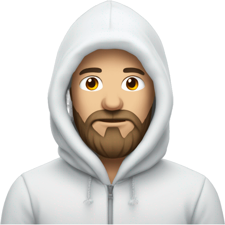 Russian man with beard in a hood covered with snow emoji