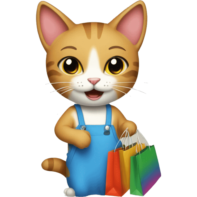 happy gay cat with shopping bags emoji