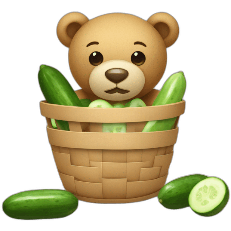 a teddy bear in a fabric mask and cucumbers in front of his eyes holds a basket with clean laundry emoji