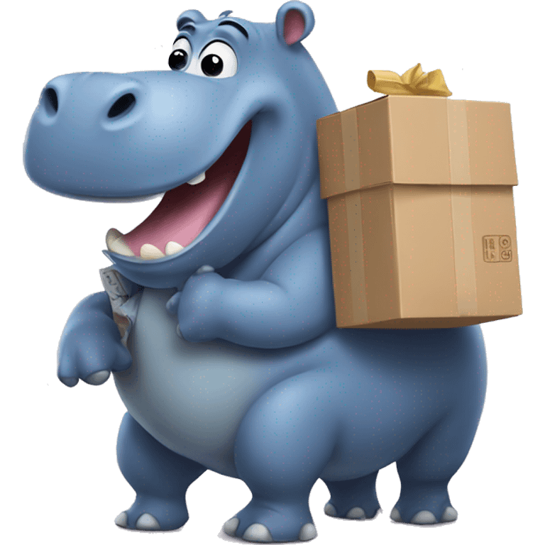 hippo delivering a package emoji