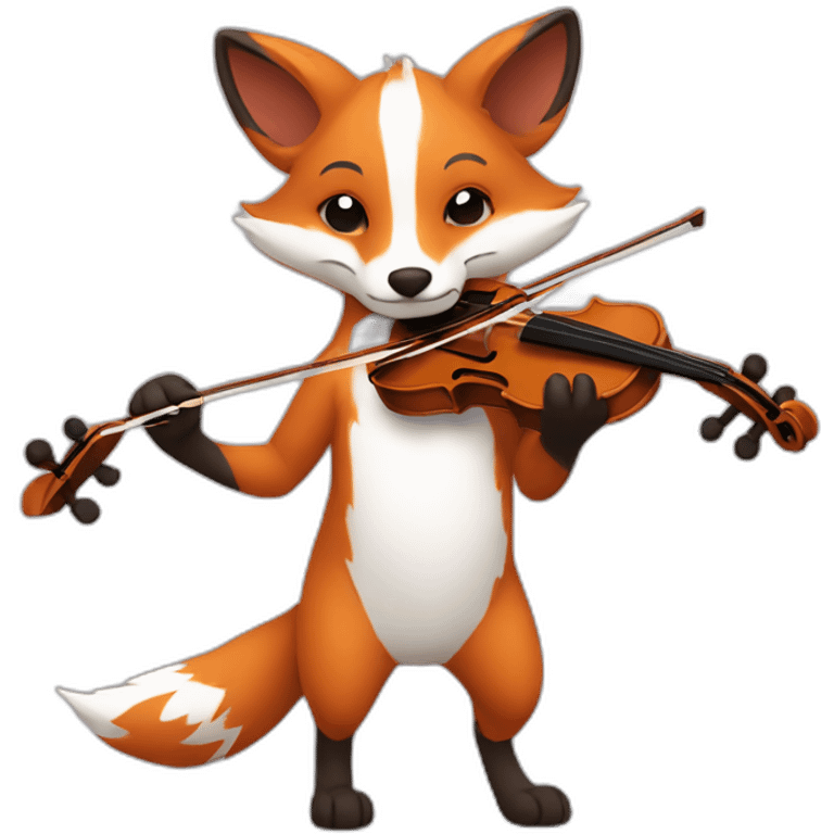 Piebald Fox playing violin with leaves and flowers emoji