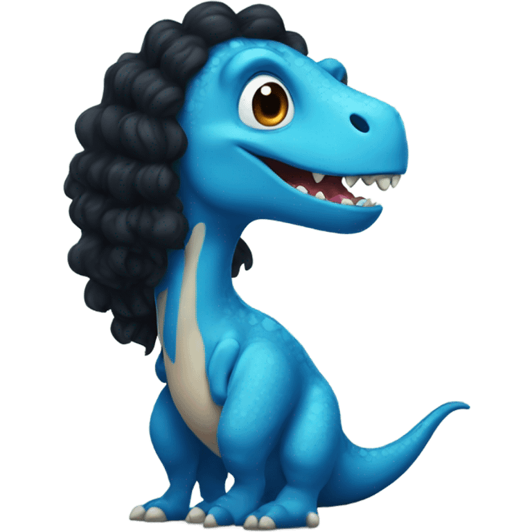 dinosaur with curly long black hair emoji