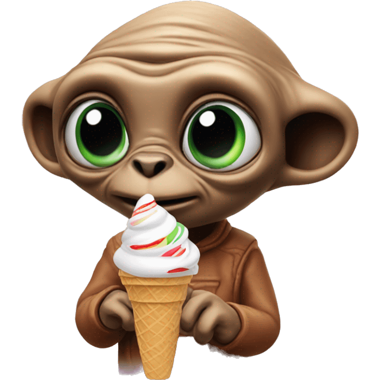 E.T. Eating an ice cream cone with skittles  emoji