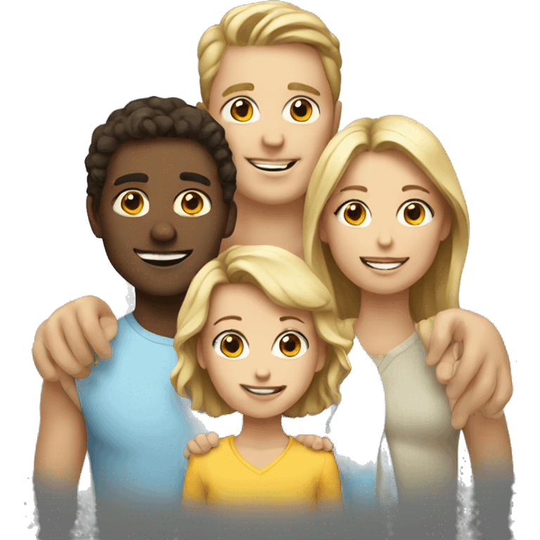 White Family with 3 kids and  emoji