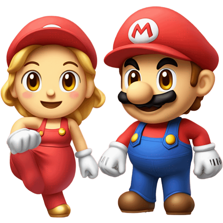 Mini cute Mario with she mario emoji