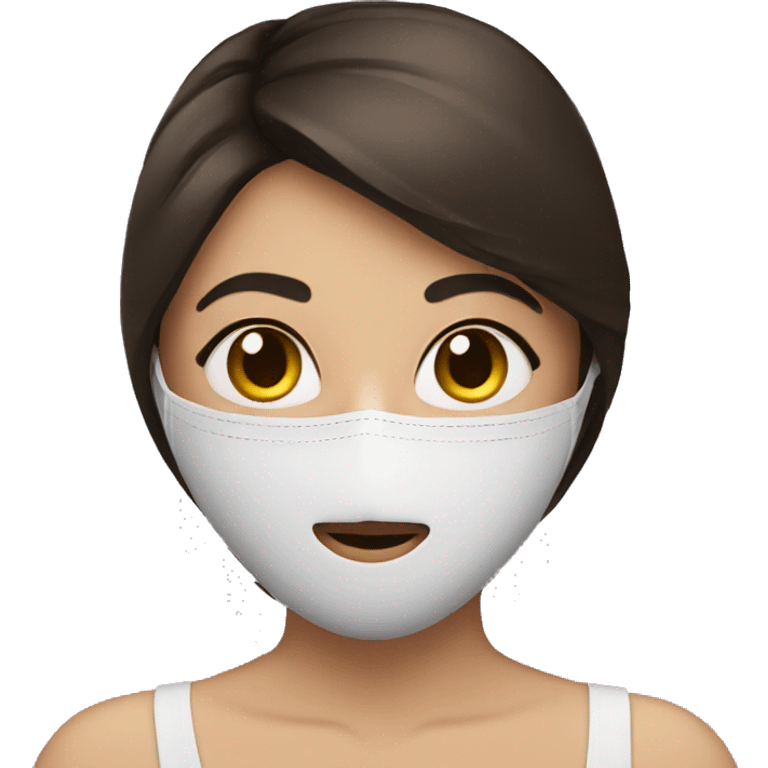 pretty brunette girl with mask on her face emoji