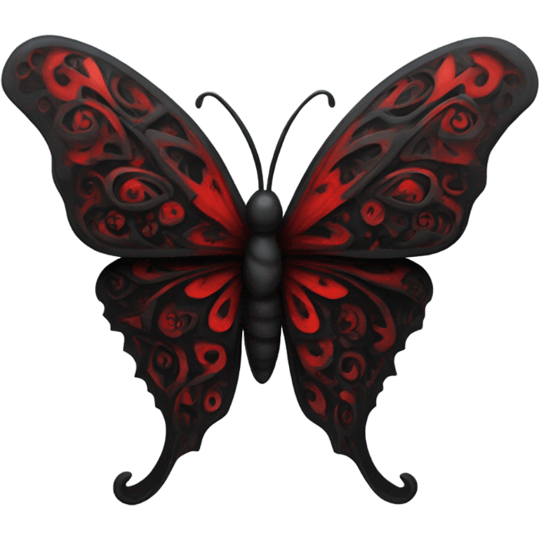 Goth butterfly red black emoji