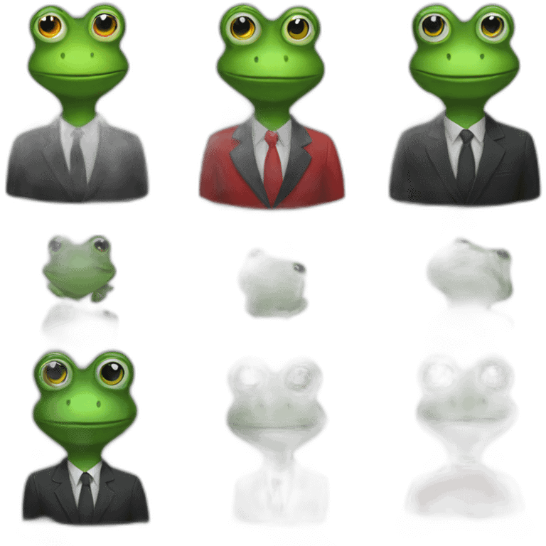 Black suit red shirt and frog head emoji