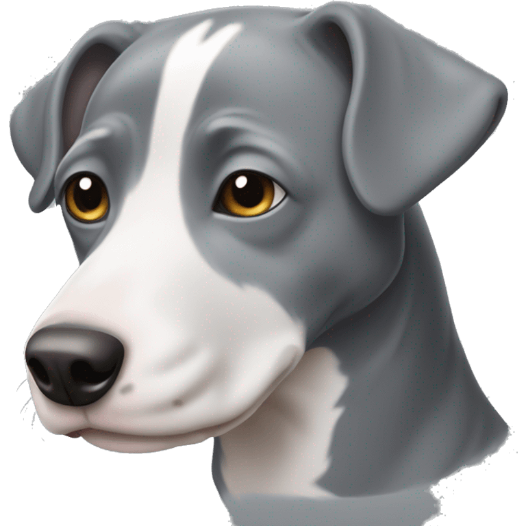 grey pitbill dog with white chin emoji