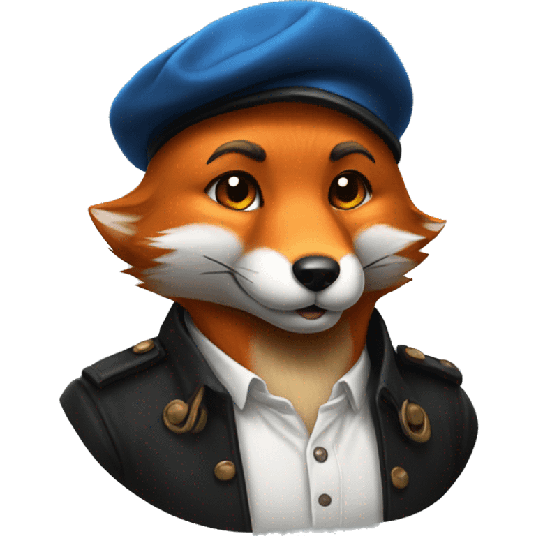 fox use black cloths use blue baret emoji