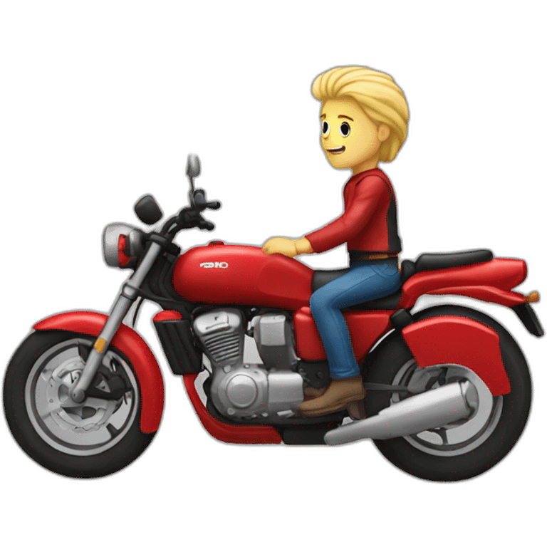 blonde guy on a red motorcycle emoji