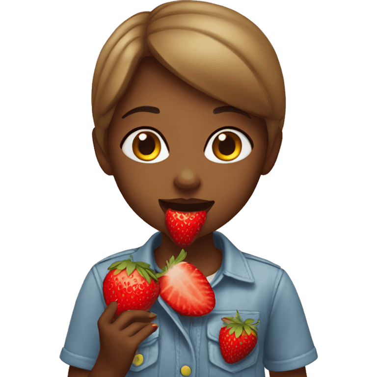 Girl eating a strawberry  emoji