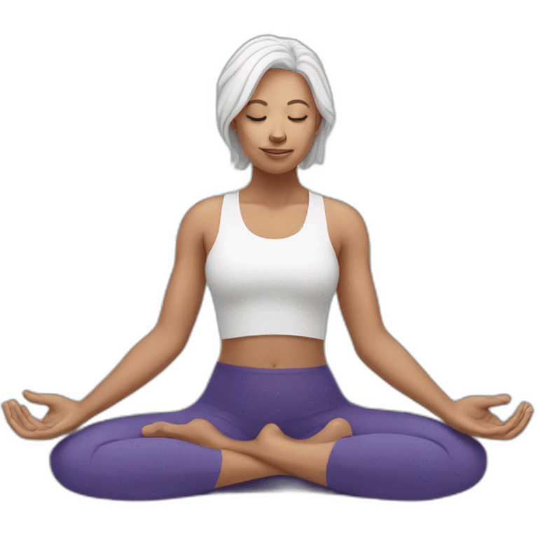 white hair woman doing yoga emoji