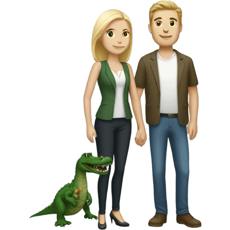 White couple with alligator  emoji