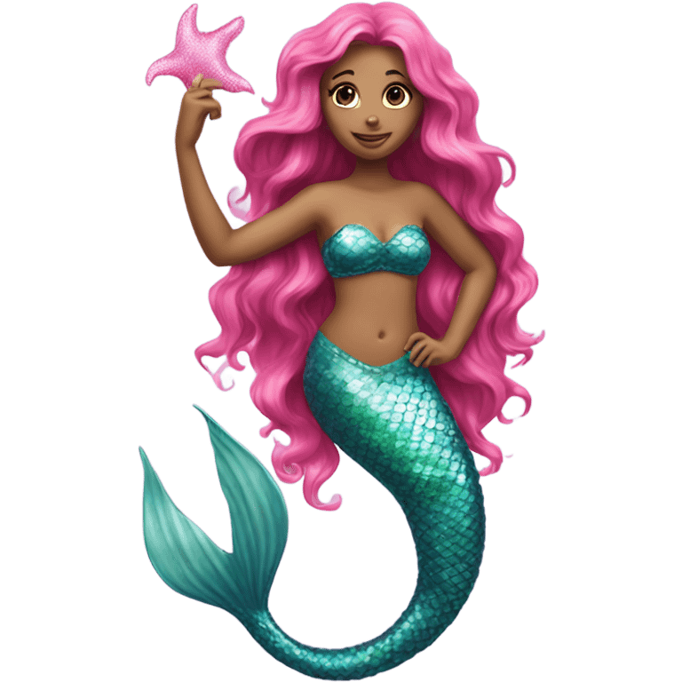 Realistic mermaid, with pink glittery tail  emoji