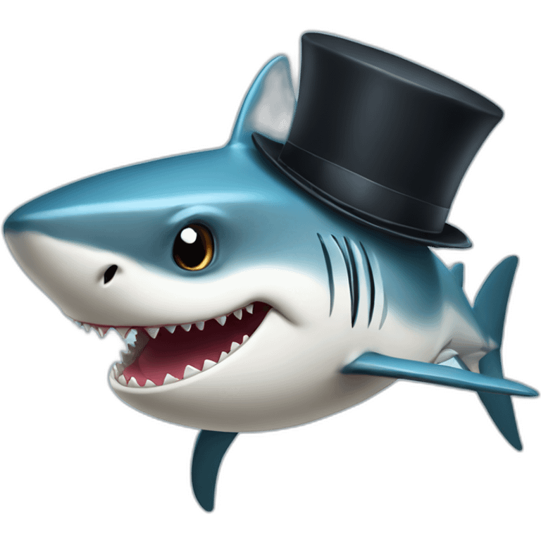 Shark with a top hat emoji