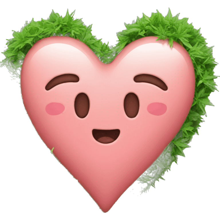 Heart and blush with weed  emoji