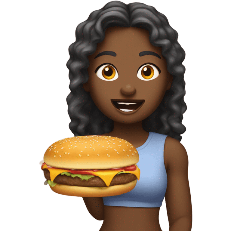 Yaya eating a cheese burger  emoji