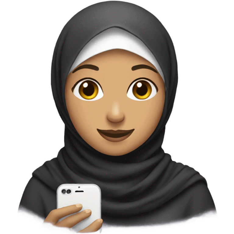 Hijabi smiling at cellphone  emoji