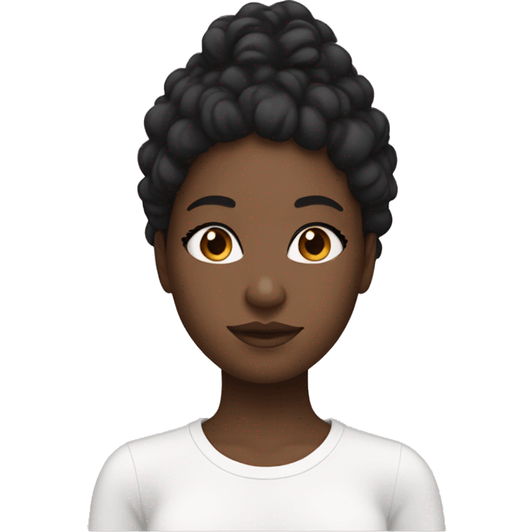 black girl wearing a white fitted tshirt with natural hair and blush and mascara emoji