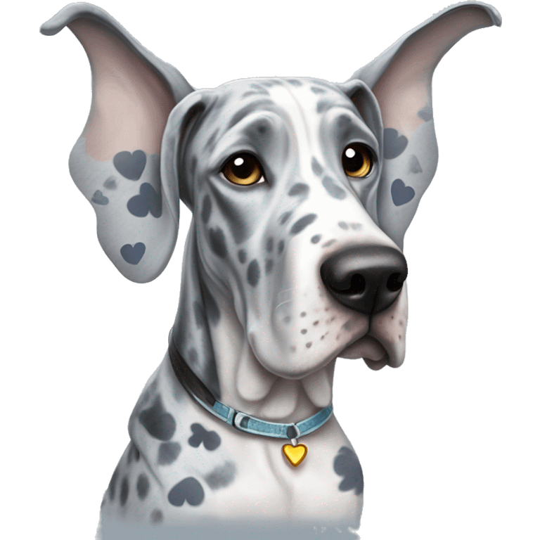 Blue Merle Great Dane wearing butterfly wings emoji