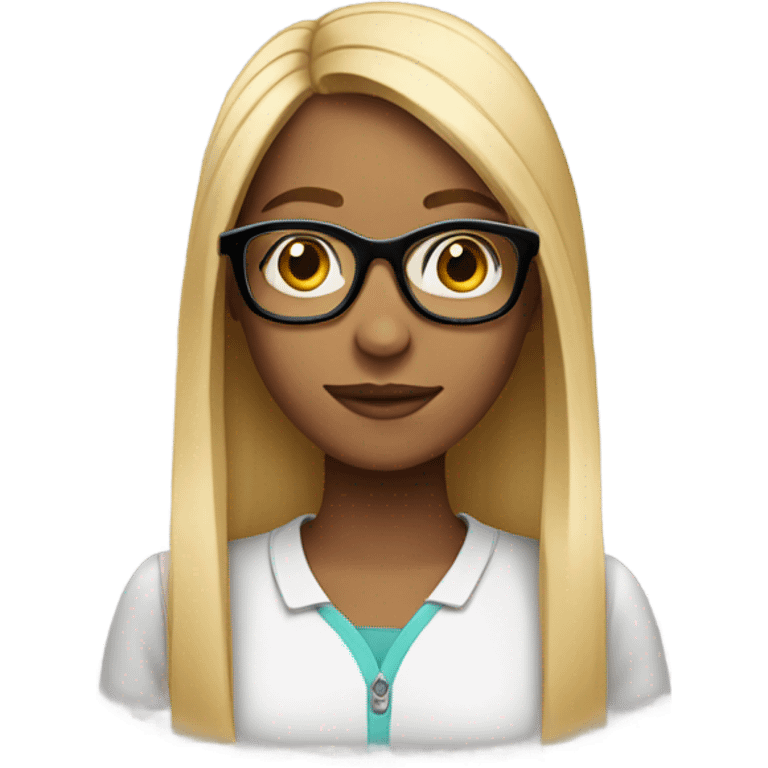 Girl with glasses and straight hair  emoji