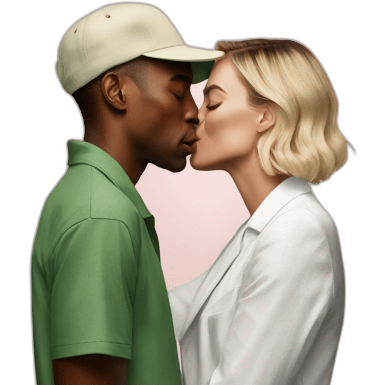 Margot Robbie kissing tyler the creator emoji