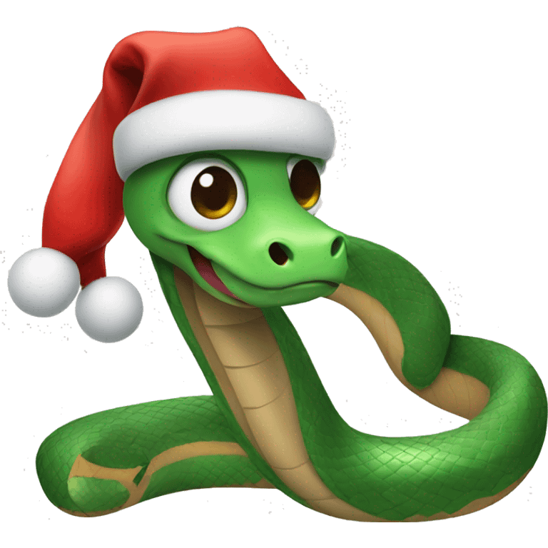 cute snake in a Christmas cap emoji