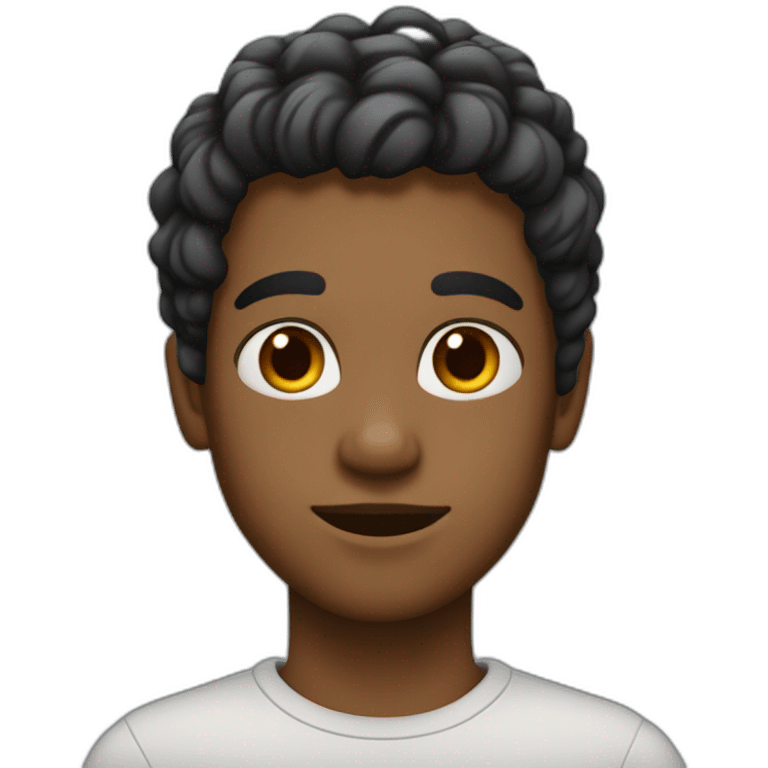 garçon avec la peau les cheveux noirs et la raie au milieux emoji