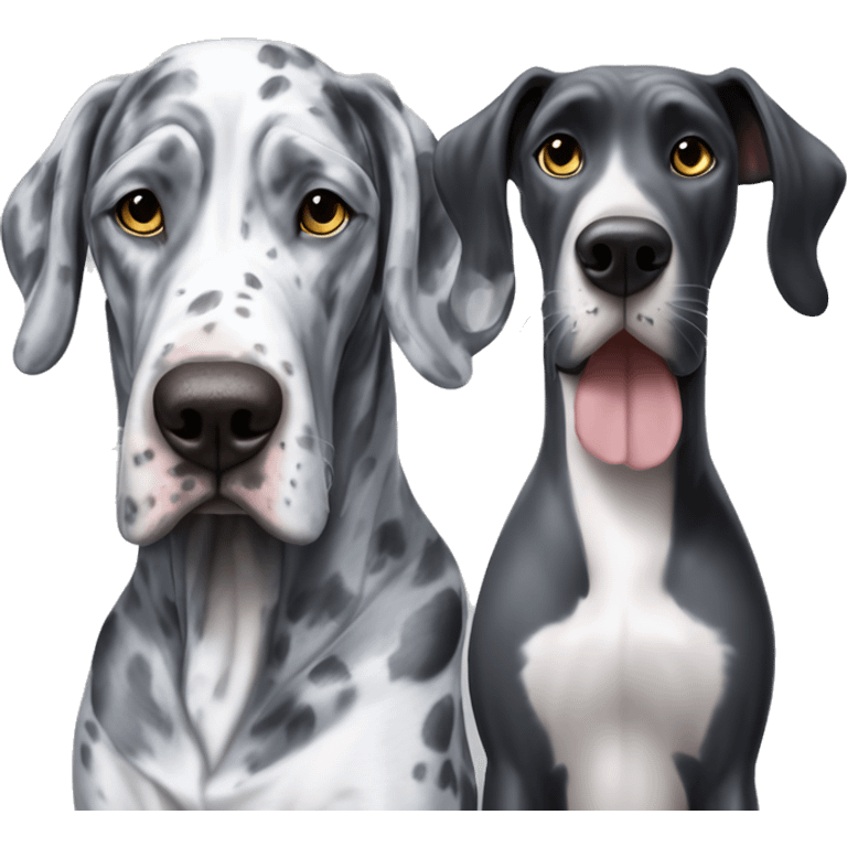 Blue Merle Great Dane next to black cat emoji