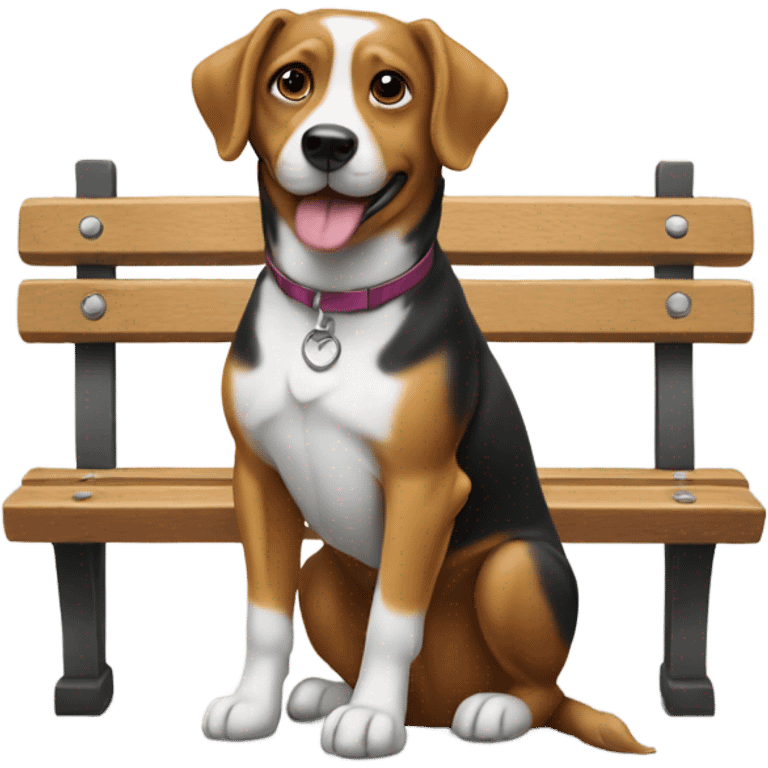 Dog sitting on bench emoji