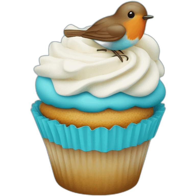 Happy Robin blue cupcake emoji